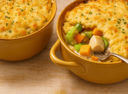 Poulet aux légumes et au Cheddar en cocotte