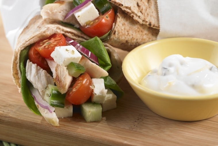 Greek Veggie, Chicken & Cheese Wrap