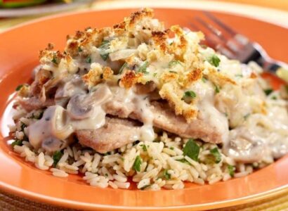 Gratin de veau aux champignons et aux herbes