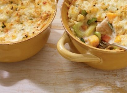 Poulet aux légumes et au Cheddar en cocotte
