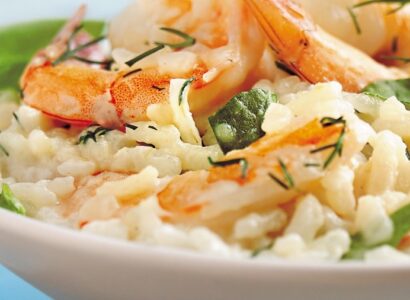Risotto aux épinards et aux crevettes